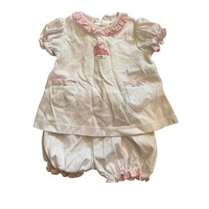 Baby Girls White & Pink Bunny Short Sleeve set 🐣